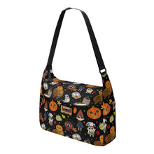 Load image into Gallery viewer, Mock-up of the Everyday, Everything bag in the OTGW pattern. This is a canvas tote bag, with a zipper opening, front zipper pocket, and 2 side pockets.