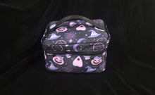Load image into Gallery viewer, Rectangular shape makeup bag with top handle and zipper opening in the witchy pattern