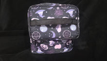 Load image into Gallery viewer, Top view of makeup bag in witchy pattern