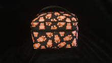 Load image into Gallery viewer, Rectangular shape makeup bag with top handle and zipper opening in pumpkin labubu pattern