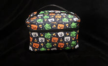 Load image into Gallery viewer, Rectangular shape makeup bag with top handle and zipper opening in boo bucket pattern