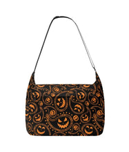 Load image into Gallery viewer, Mock-up of the Everyday, Everything bag in the pumpkin paisley pattern. This is a canvas tote bag, with a zipper opening, front zipper pocket, and 2 side pockets.