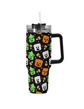 Load image into Gallery viewer, A 40oz stainless steel tumbler with a Halloween-themed boo buckets pattern.