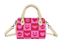 Load image into Gallery viewer, Mock-up of mini satchel bag with valloween checkered pattern