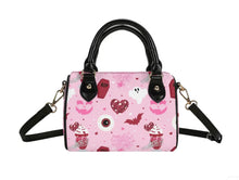 Load image into Gallery viewer, Mock up of mini satchel bag with red velvet pink pattern