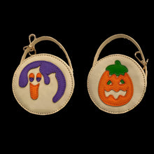 Load image into Gallery viewer, Mini double-sided Halloween Cookie bag keychain showcasing front and back design of a ghost and pumpkin.
