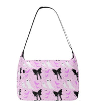 Load image into Gallery viewer, Mock-up of the Everyday, Everything bag in the ghostly pattern. This is a canvas tote bag, with a zipper opening, front zipper pocket, and 2 side pockets.
