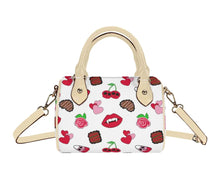 Load image into Gallery viewer, Mock-up of mini satchel bag with very cherry pattern
