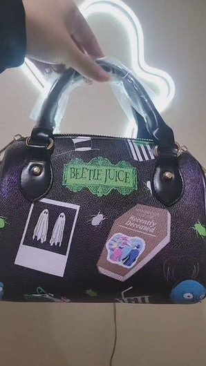 Mini satchel bag with beetlejuice pattern